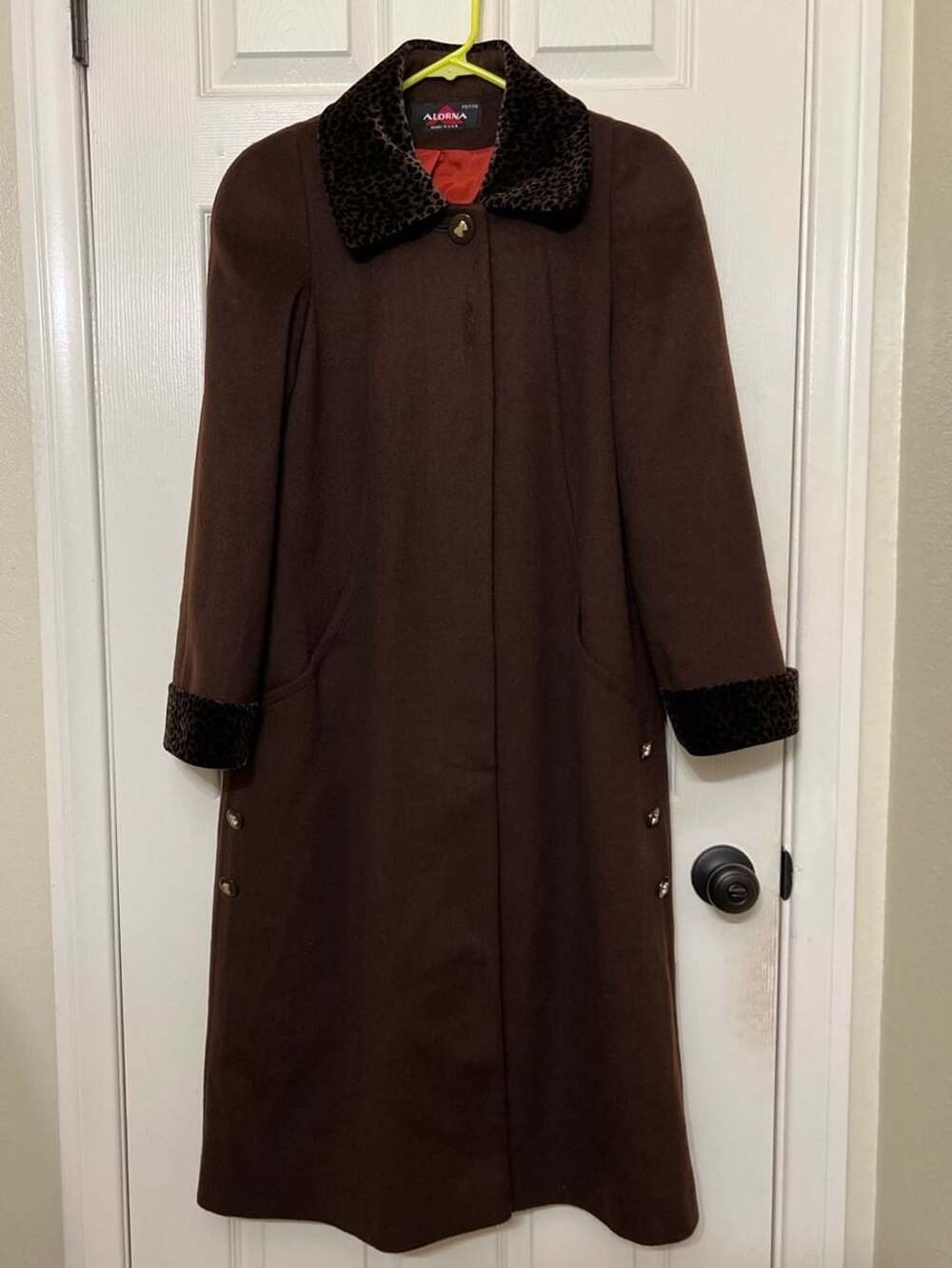 Alorna Wool Blend Petite Coat Leopard Collar Size Petite